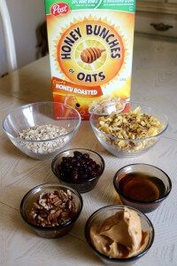 Ingredients for 6 Ingredient no bake cereal bars with Cranberries and Pecans