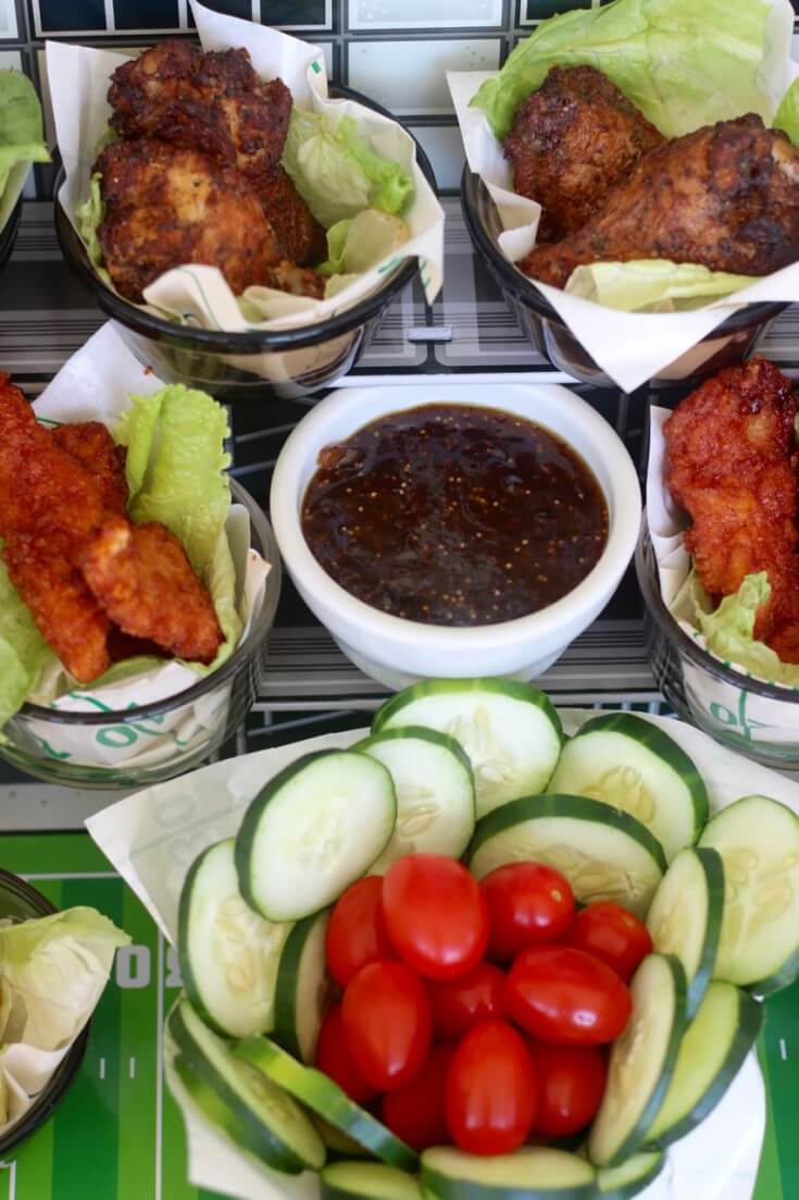 Veggies and Tangy Fig Jam Recipe with Tyson® Tequila Lime Chicken Wings and Honey BBQ Strips