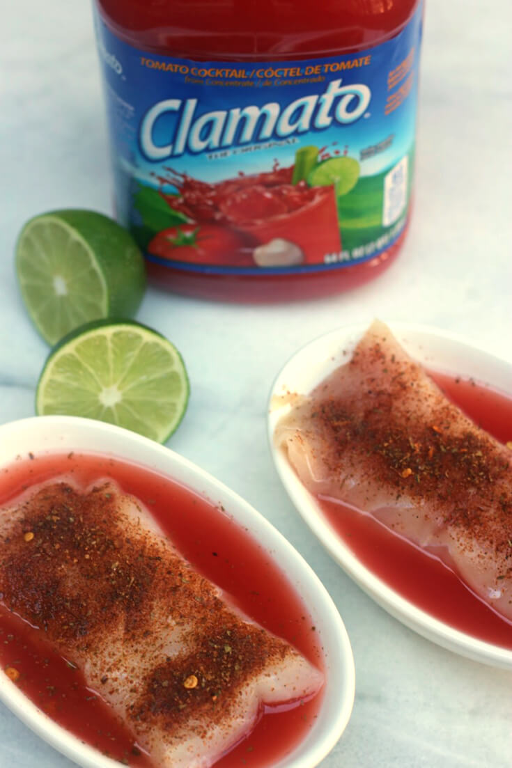Marinade the Grouper Fillets in Clamato with Tequila Lime Seasoning