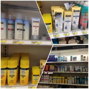 Nutrogena can be found in the sunscreen section at Target