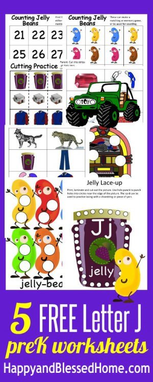 5 FREE Letter J Preschool Worksheets for an easy at home preschool curriculum