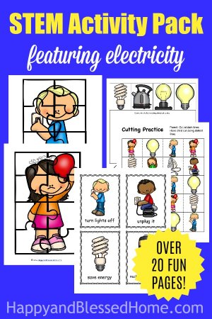 Over 20 Fun Pages in this STEM Activity Pack Featuring Electricity