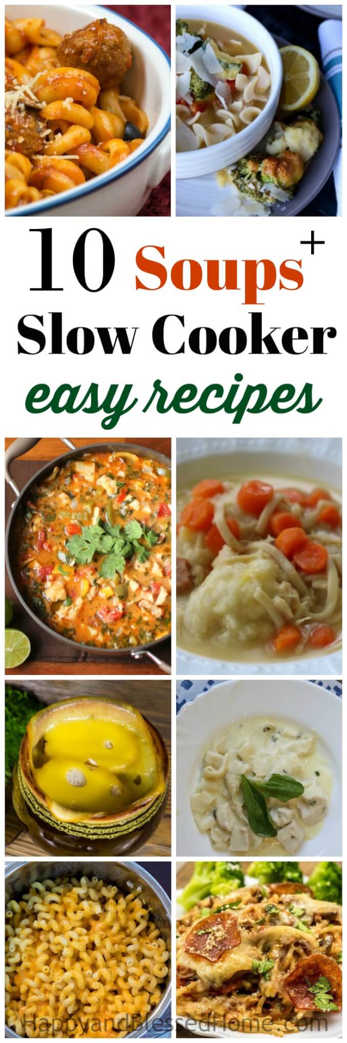  10 Slow Cooker and Soup Recipes - Everything looks so meaty, hearty, and packed with veggies. It starts with with pasta and meatballs, than bake up some parmesan vegetable croutons, then a side of layered goodness in the Brazilian Fish Stew, a make-ahead dumpling and chicken noodle soup recipe, and and finally, a slow cooker French onion soup recipe.  