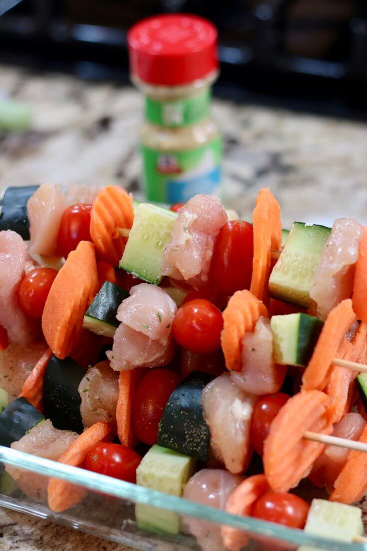 Garlic Ranch seasoning makes it easy to create this Easy Recipe Kid Friendly Garlic Ranch Chicken Skewers