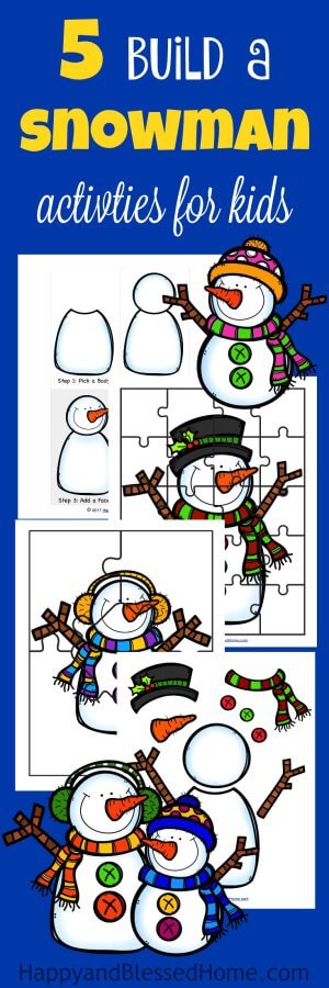 5 Build a Snowman Activities for Kids including puzzles and a DIY paper snowman craft