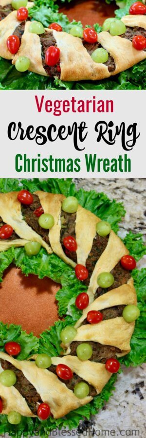 Easy Recipe Vegetarian Crescent Ring Christmas Wreath perfect for holiday entertaining