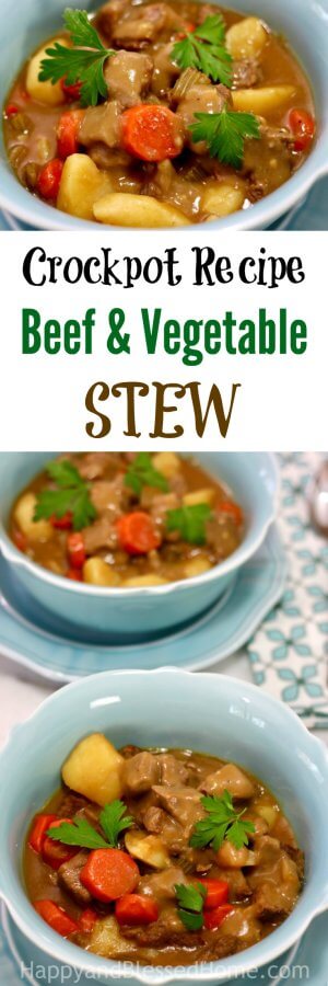 My husband ate this up! Easy Crockpot Recipe for Beef and Vegetable Stew