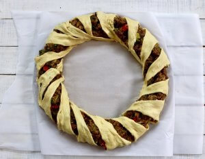 Wrap and tuck the edges to create this Easy Vegetarian Crescent Ring Recipe and Party Appetizer
