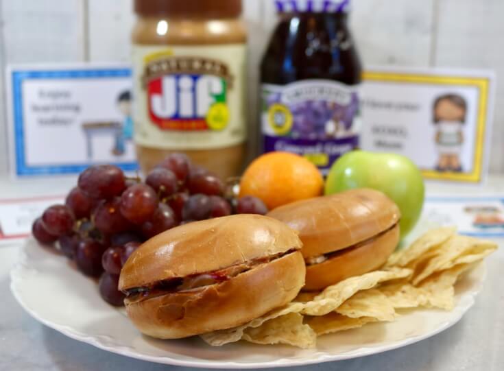 Don't miss the simplicity - FREE Lunchbox Notes for Kids and a New Peanut Butter and Jelly Bagel Sandwich