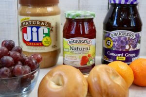 Easy Recipe - Peanut Butter and Jelly Bagel Sandwich Ingredients