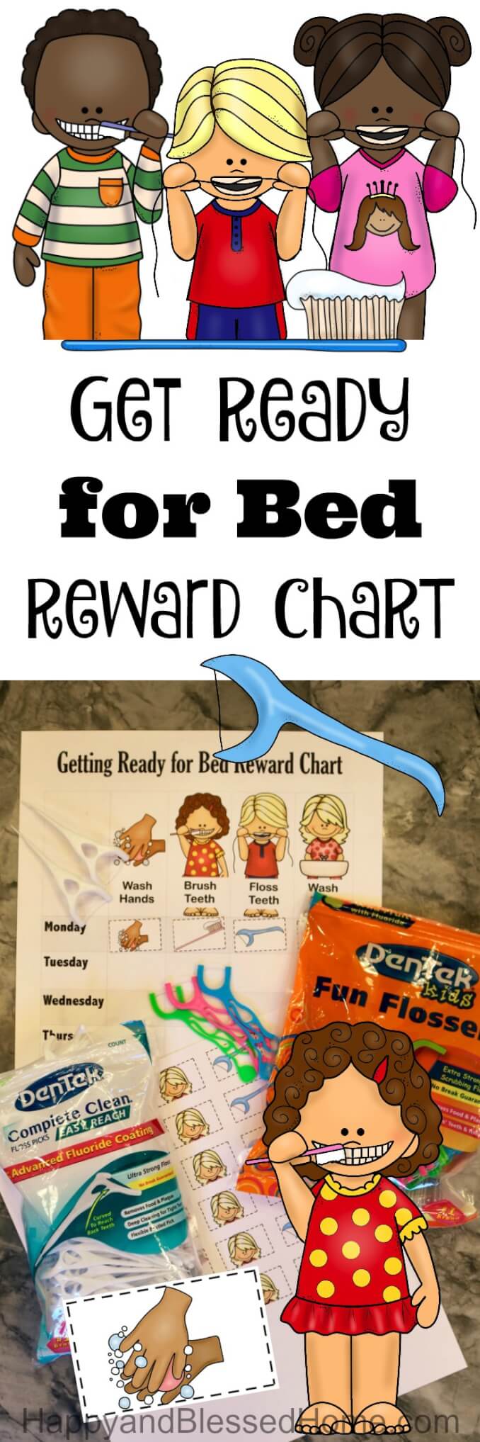 Bedtime Routine Reward Chart from HappyandBlessedHome.com