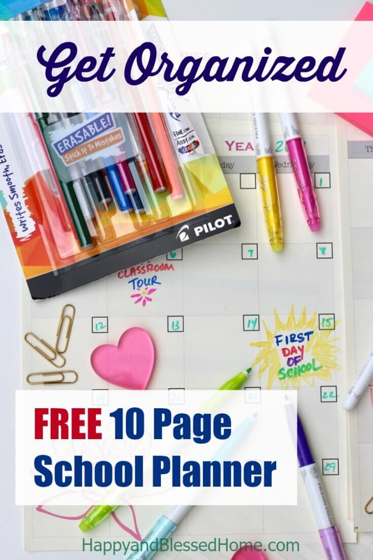 Get Organized with this Easy to Use FREE 10 Page School Planner
