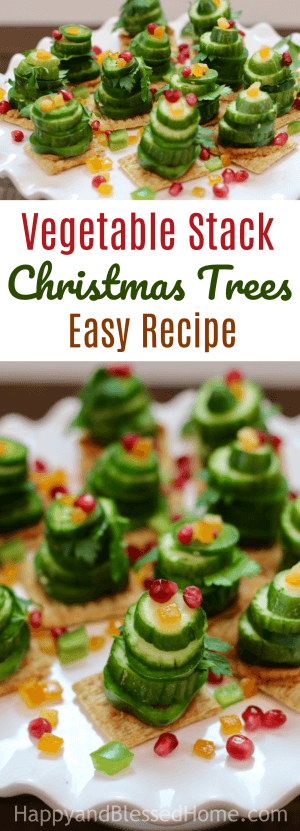 Easy Recipe for Vegetable Stack Christmas Trees - the perfect Holiday Party Appetizer