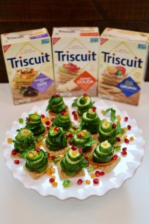Eat on a Triscuit Vegetable Stack Christmas Trees Recipe