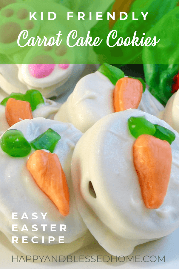 Got kids? They'll love this easy recipe for Easter Carrot Cake Cookies. They only take a few minutes to make and are perfect for your next Easter party! #EasterParty #Recipe #Easter #CarrotCake #Cookies #OREOatWalmart ad #IC